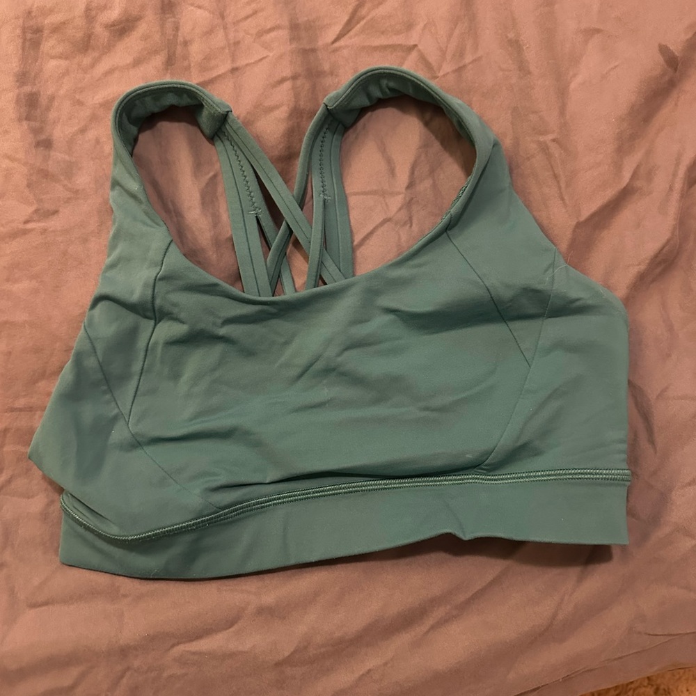 Lululemon Athletica Green Sports Bra with Racerback and Moisture-Wicking Fabric